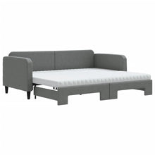 Slaapbank Onderschuifbed Matrassen Stof Donkergroen 90 x 190 cm Donkergrijs met onderschuifbed en matras