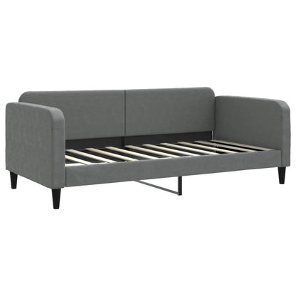 Slaapbank Onderschuifbed Matrassen Stof Donkergroen 90 x 190 cm Donkergrijs met onderschuifbed en matras