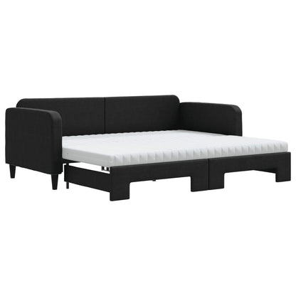 Slaapbank Met Onderschuifbed En Matrassen Stof 90 x 190 cm