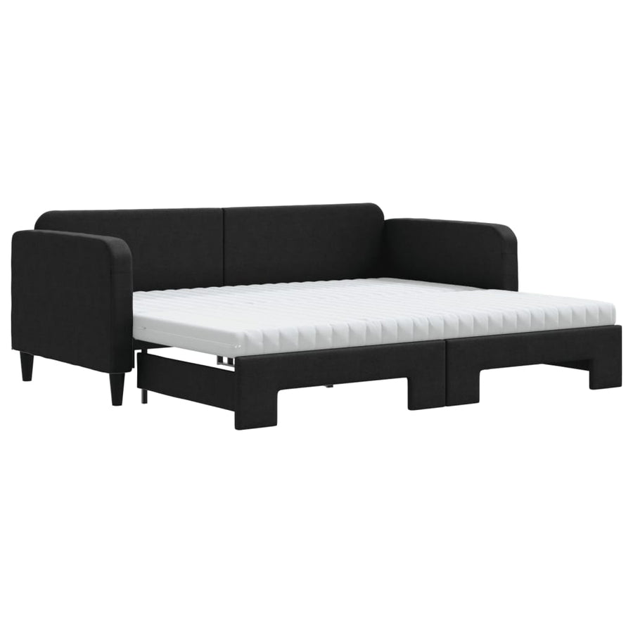 Slaapbank Met Onderschuifbed En Matrassen Stof 90 x 190 cm