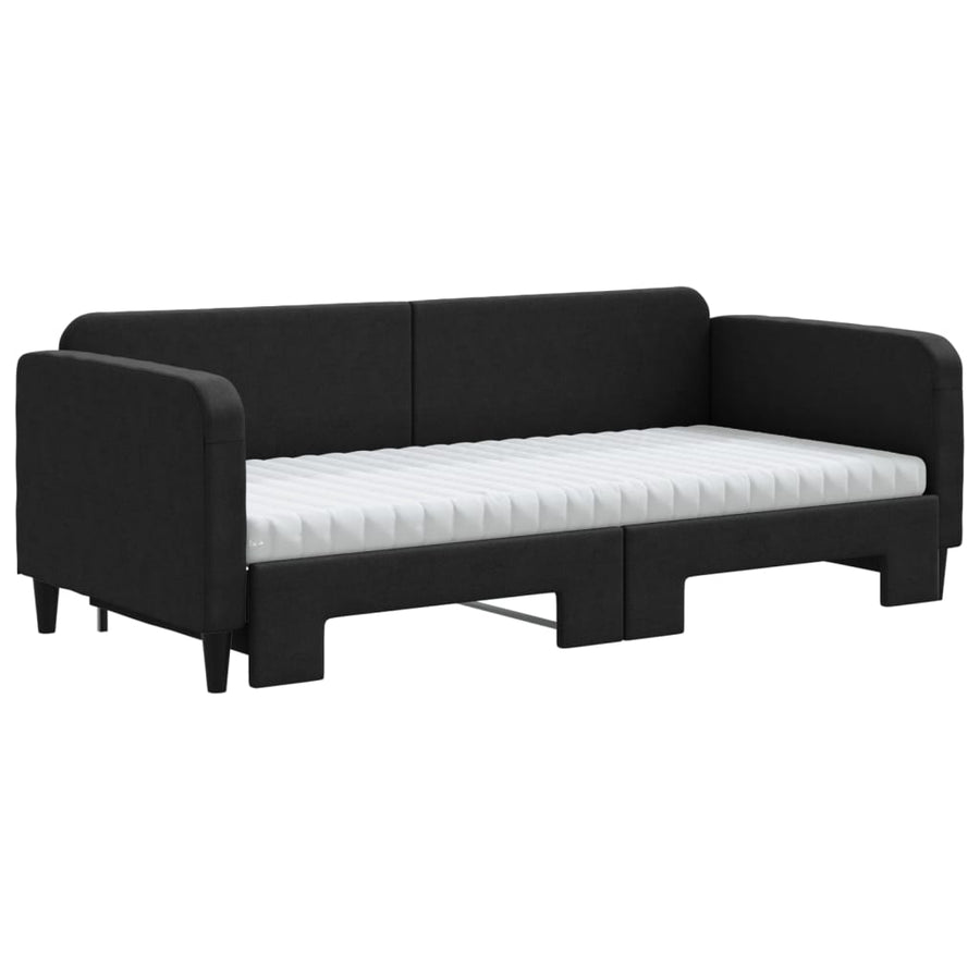 Slaapbank Met Onderschuifbed En Matrassen Stof 90 x 190 cm