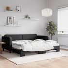 Slaapbank met onderschuifbed 90x190 cm zwart stof