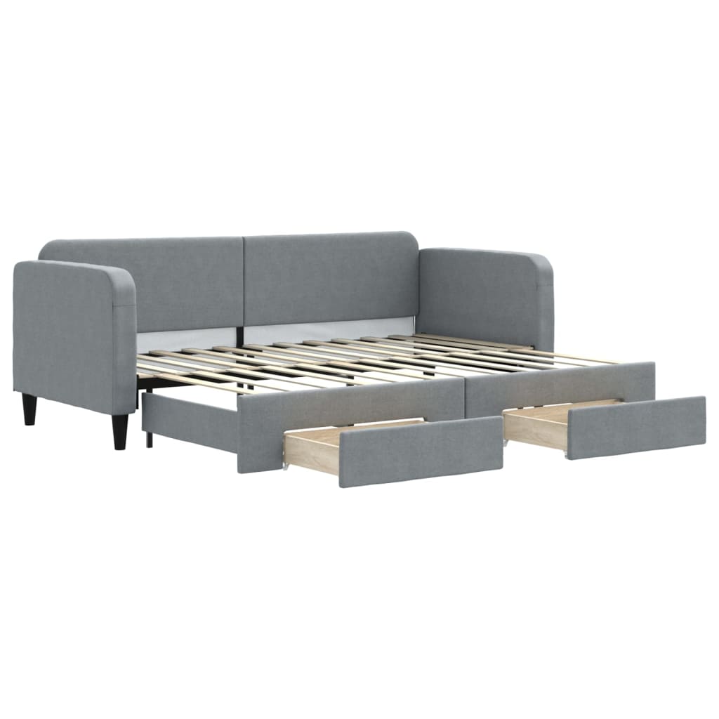 Slaapbank S Stof 80 x 200 cm Lichtgrijs met onderschuifbed en lade