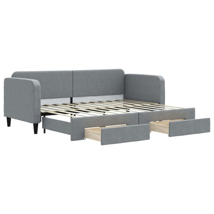Slaapbank S Stof 80 x 200 cm Lichtgrijs met onderschuifbed en lade
