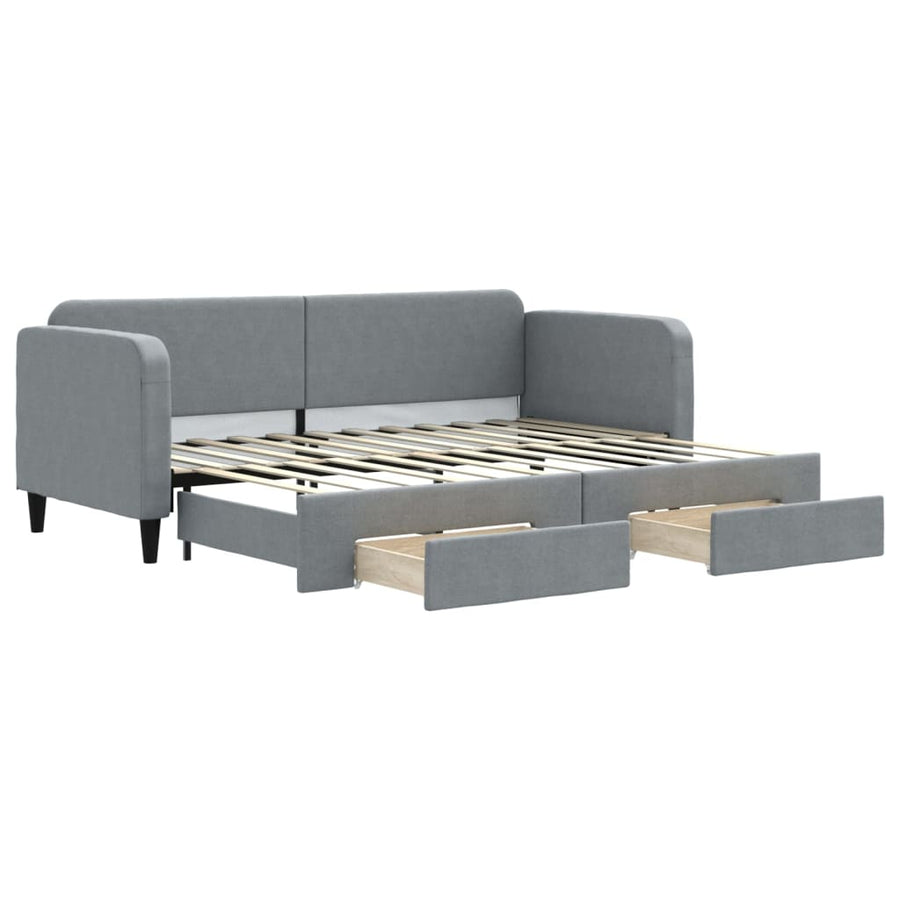Slaapbank S Stof 80 x 200 cm Lichtgrijs met onderschuifbed en lade
