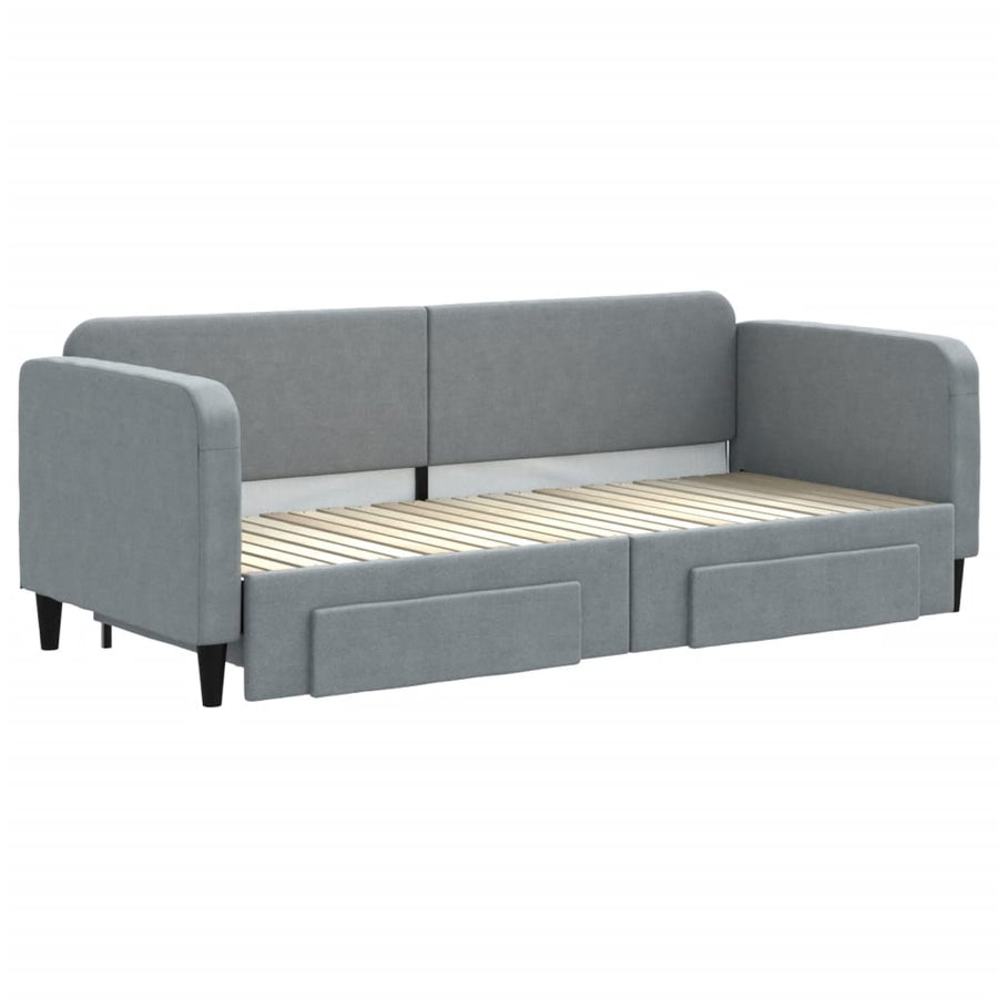 Slaapbank S Stof 80 x 200 cm Lichtgrijs met onderschuifbed en lade