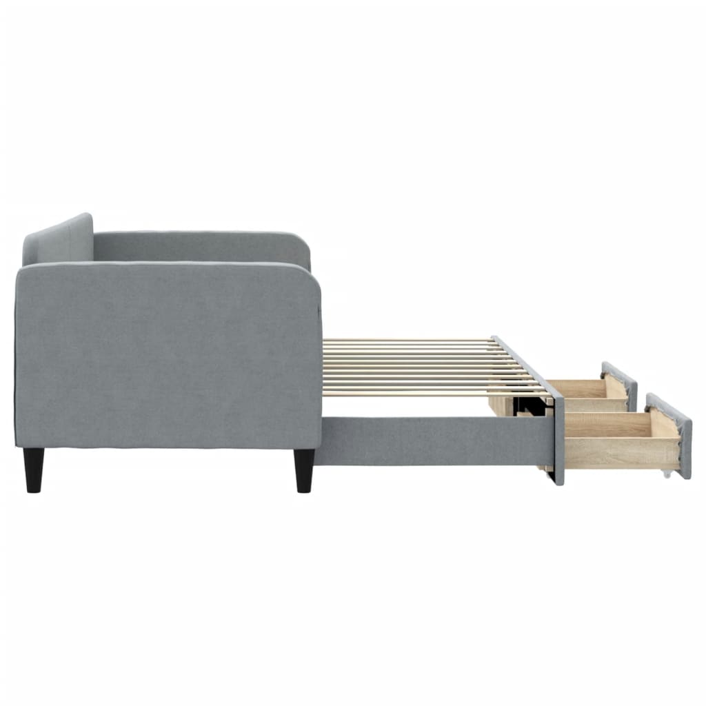 Slaapbank S Stof 80 x 200 cm Lichtgrijs met onderschuifbed en lade