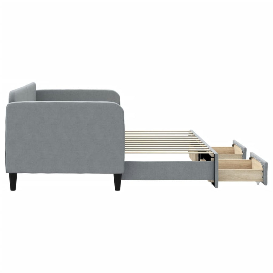 Slaapbank S Stof 80 x 200 cm Lichtgrijs met onderschuifbed en lade