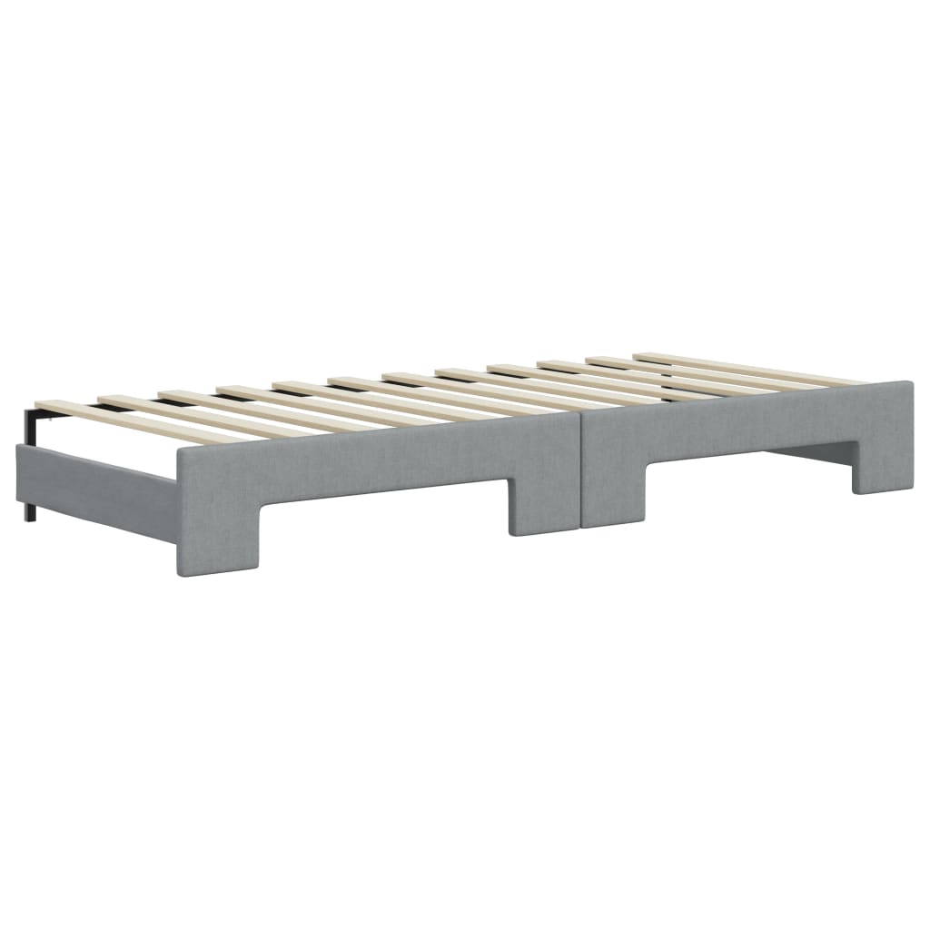 Slaapbank S Stof 80 x 200 cm Lichtgrijs met onderschuifbed en lade