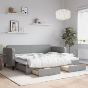 Slaapbank onderschuifbed lades 80x200 cm lichtgrijs