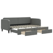 Slaapbank Onderschuifbed En Lades Stof 80 x 200 cm Donkergrijs met onderschuifbed en lade