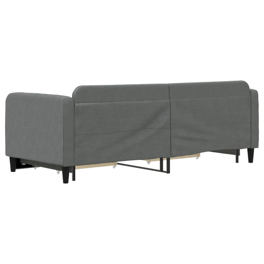 Slaapbank Onderschuifbed En Lades Stof 80 x 200 cm Donkergrijs met onderschuifbed en lade