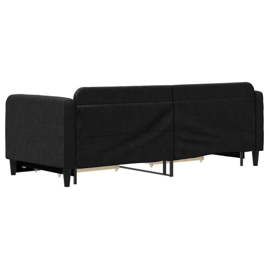 Slaapbank S Stof 80 x 200 cm Zwart met onderschuifbed en lade