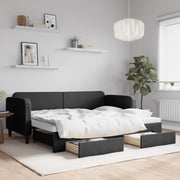 Slaapbank met onderschuifbed en lades 80x200 cm zwart