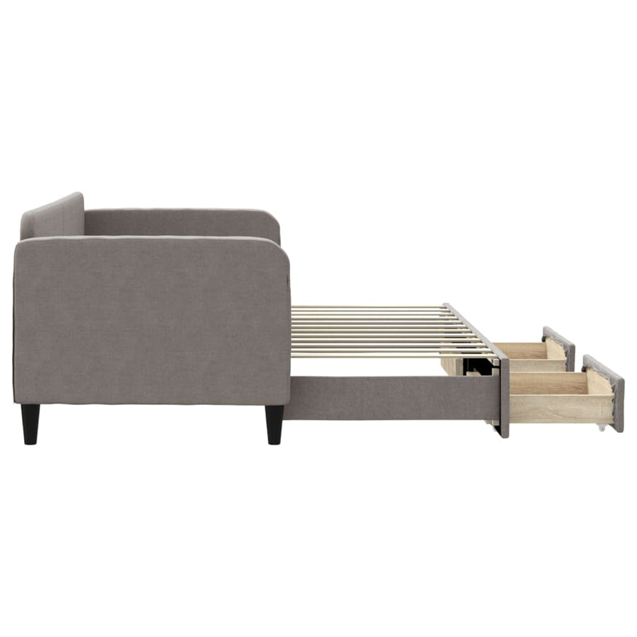 Slaapbank S Stof 80 x 200 cm Taupe met onderschuifbed en lade
