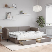 Slaapbank met onderschuifbed 80x200 cm stof taupe