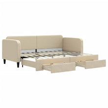 Slaapbank S Stof Kleur 80 x 200 cm Crème met onderschuifbed en lade