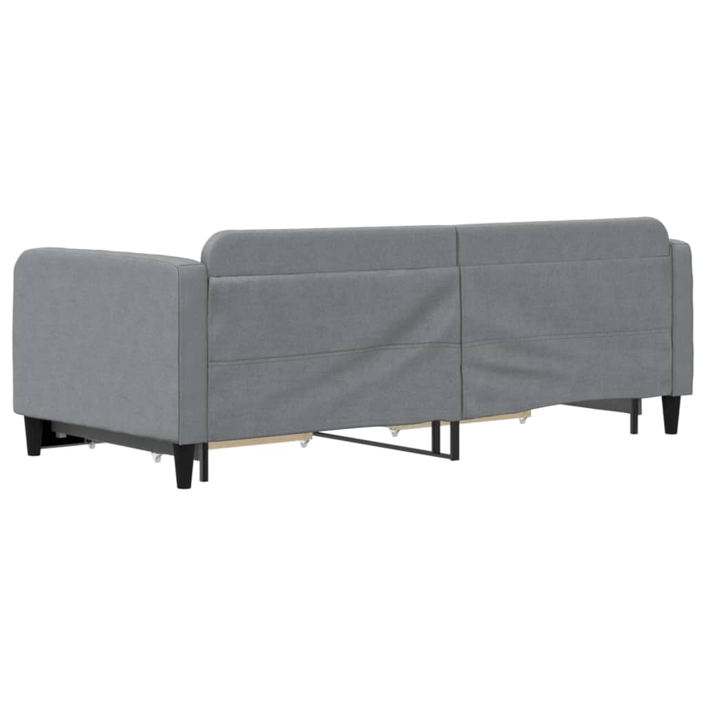 Slaapbank S 90X200 Cm Stof Lichtgrijs met onderschuifbed en lade