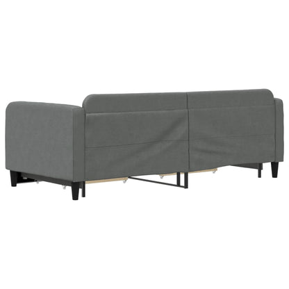 Slaapbank Onderschuifbed En Lades Stof 90 x 200 cm Donkergrijs met onderschuifbed en lade