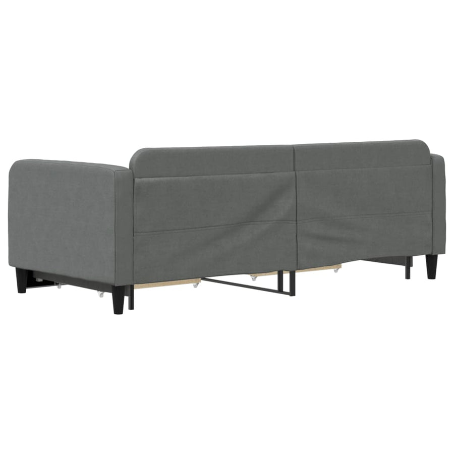 Slaapbank Onderschuifbed En Lades Stof 90 x 200 cm Donkergrijs met onderschuifbed en lade