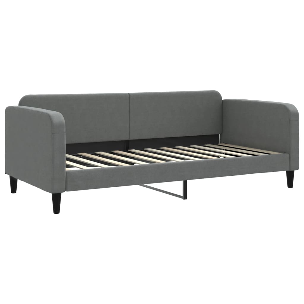 Slaapbank Onderschuifbed En Lades Stof 90 x 200 cm Donkergrijs met onderschuifbed en lade