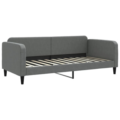 Slaapbank Onderschuifbed En Lades Stof 90 x 200 cm Donkergrijs met onderschuifbed en lade