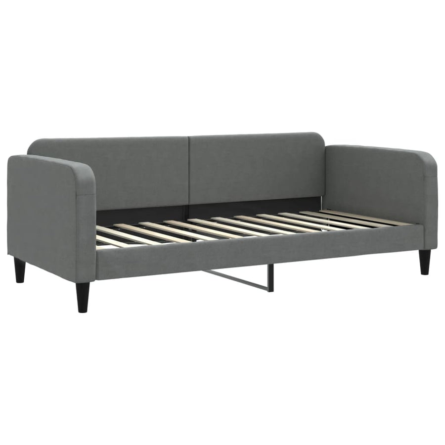 Slaapbank Onderschuifbed En Lades Stof 90 x 200 cm Donkergrijs met onderschuifbed en lade