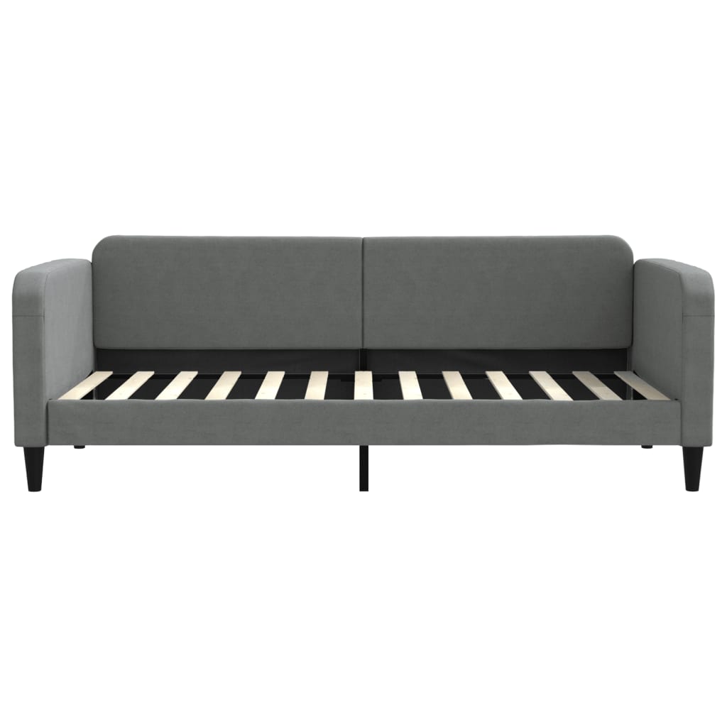 Slaapbank Onderschuifbed En Lades Stof 90 x 200 cm Donkergrijs met onderschuifbed en lade