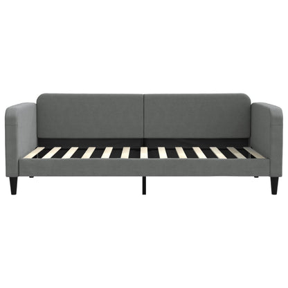 Slaapbank Onderschuifbed En Lades Stof 90 x 200 cm Donkergrijs met onderschuifbed en lade