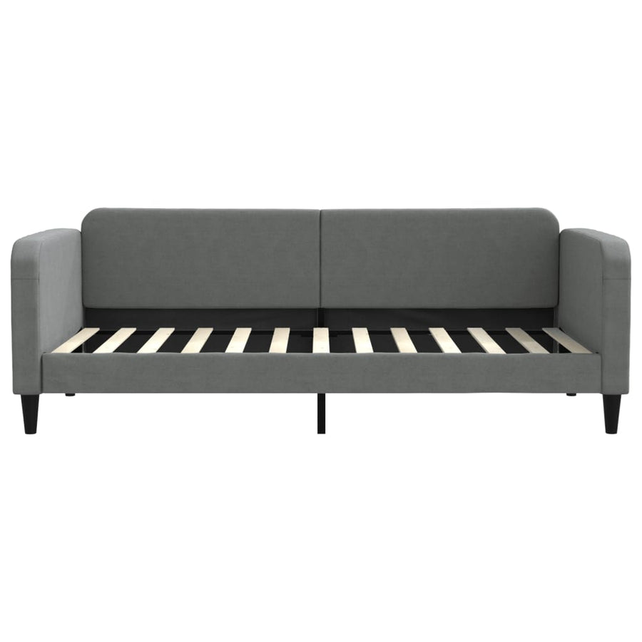 Slaapbank Onderschuifbed En Lades Stof 90 x 200 cm Donkergrijs met onderschuifbed en lade