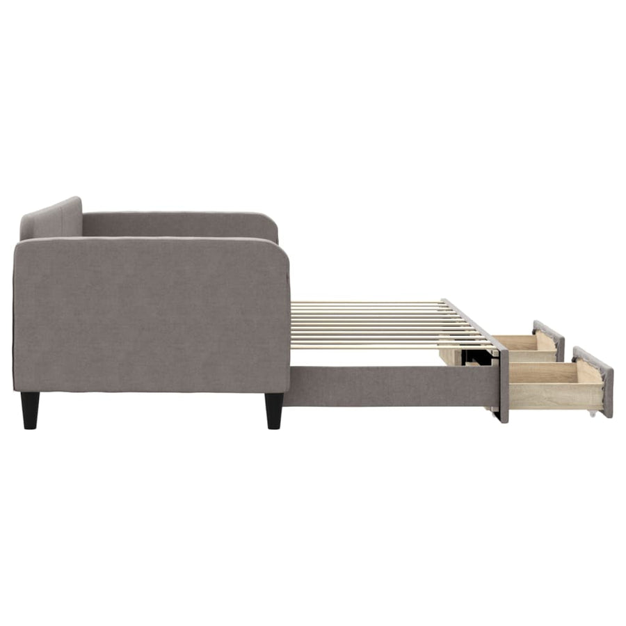 Slaapbank Met Onderschuifbed En Lades 90X200 Cm Stof Taupe Taupe 90 x 200 cm