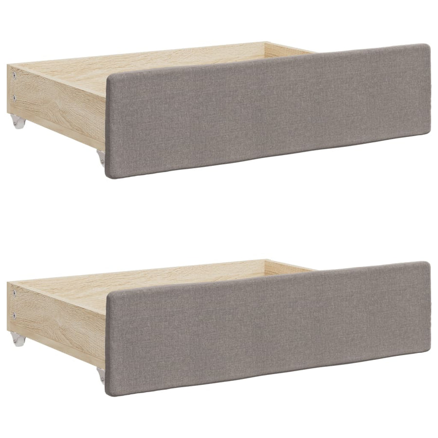 Slaapbank Met Onderschuifbed En Lades 90X200 Cm Stof Taupe Taupe 90 x 200 cm