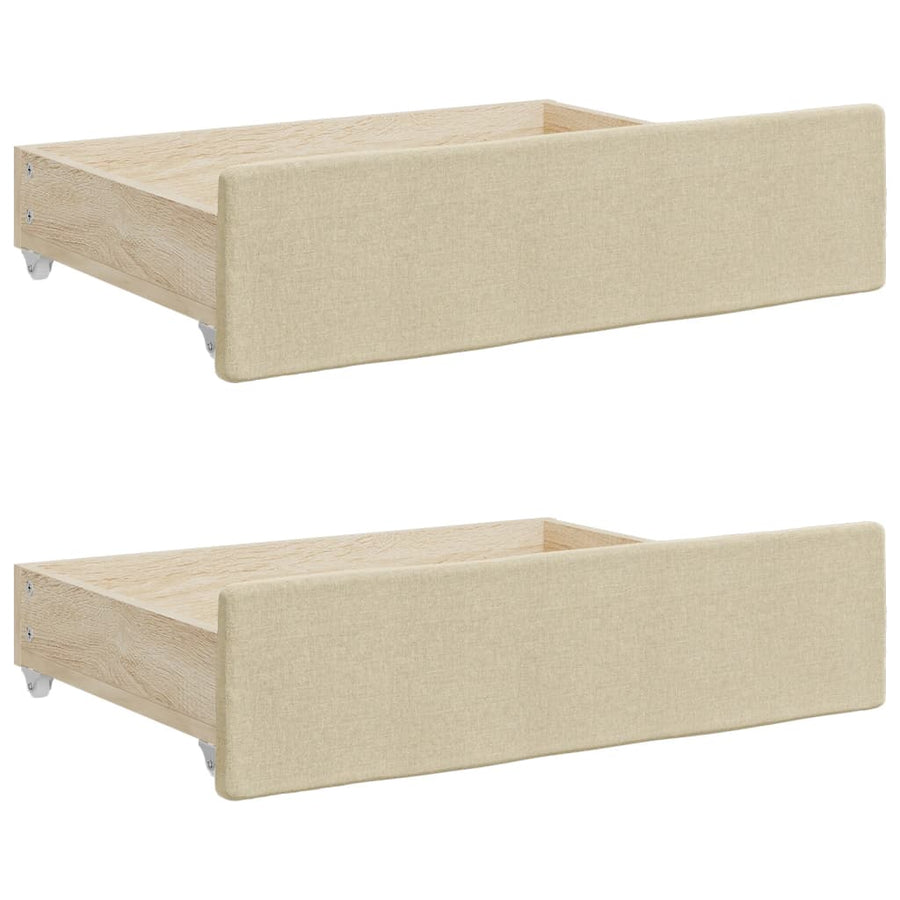 Slaapbank S Stof Kleur 90 x 200 cm Crème met onderschuifbed en lade