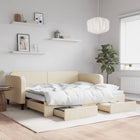 Slaapbank S Stof Kleur 90 x 200 cm Crème met onderschuifbed en lade