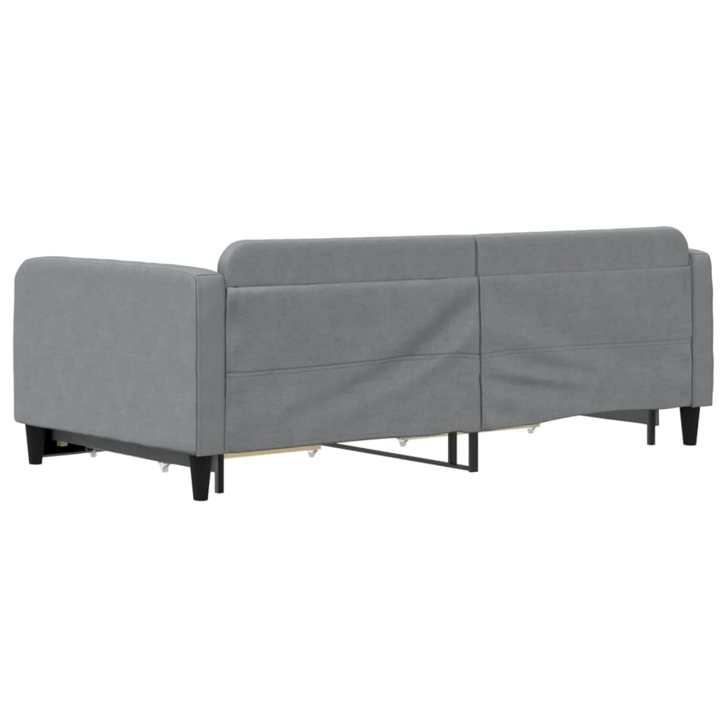Slaapbank Onderschuifbed En Lades Stof 100 x 200 cm Lichtgrijs met onderschuifbed en lade