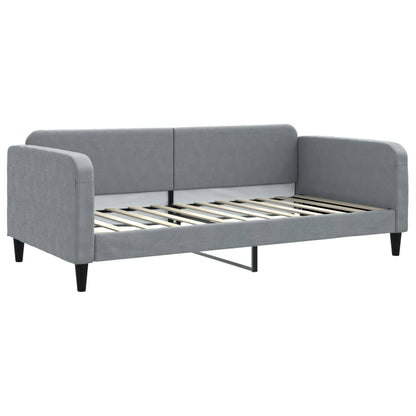 Slaapbank Onderschuifbed En Lades Stof 100 x 200 cm Lichtgrijs met onderschuifbed en lade