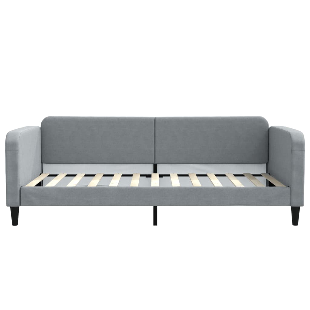 Slaapbank Onderschuifbed En Lades Stof 100 x 200 cm Lichtgrijs met onderschuifbed en lade