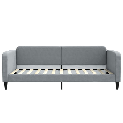 Slaapbank Onderschuifbed En Lades Stof 100 x 200 cm Lichtgrijs met onderschuifbed en lade