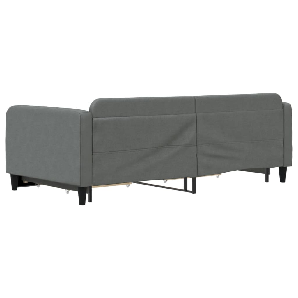 Slaapbank Onderschuifbed En Lades Stof 100 x 200 cm Donkergrijs met onderschuifbed en lade