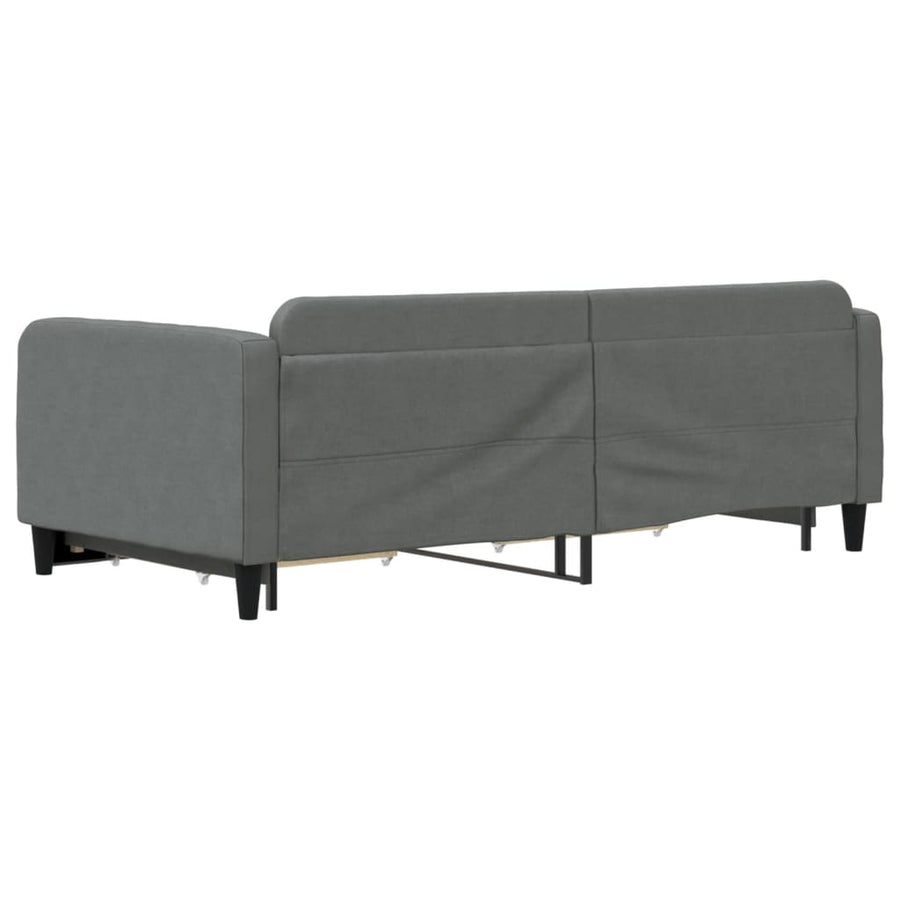 Slaapbank Onderschuifbed En Lades Stof 100 x 200 cm Donkergrijs met onderschuifbed en lade