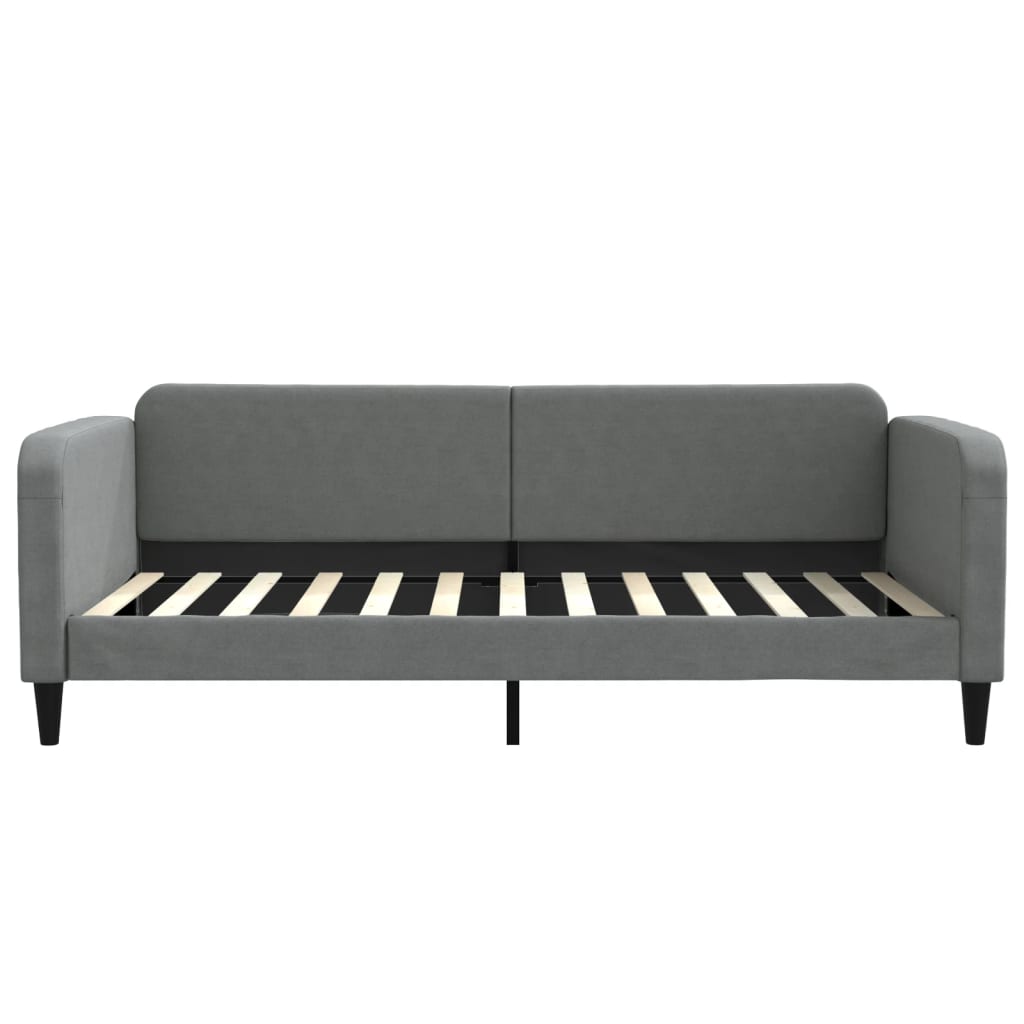 Slaapbank Onderschuifbed En Lades Stof 100 x 200 cm Donkergrijs met onderschuifbed en lade
