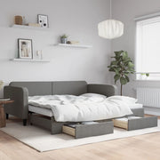 Slaapbank onderschuifbed met lades 100x200 cm donkergrijs