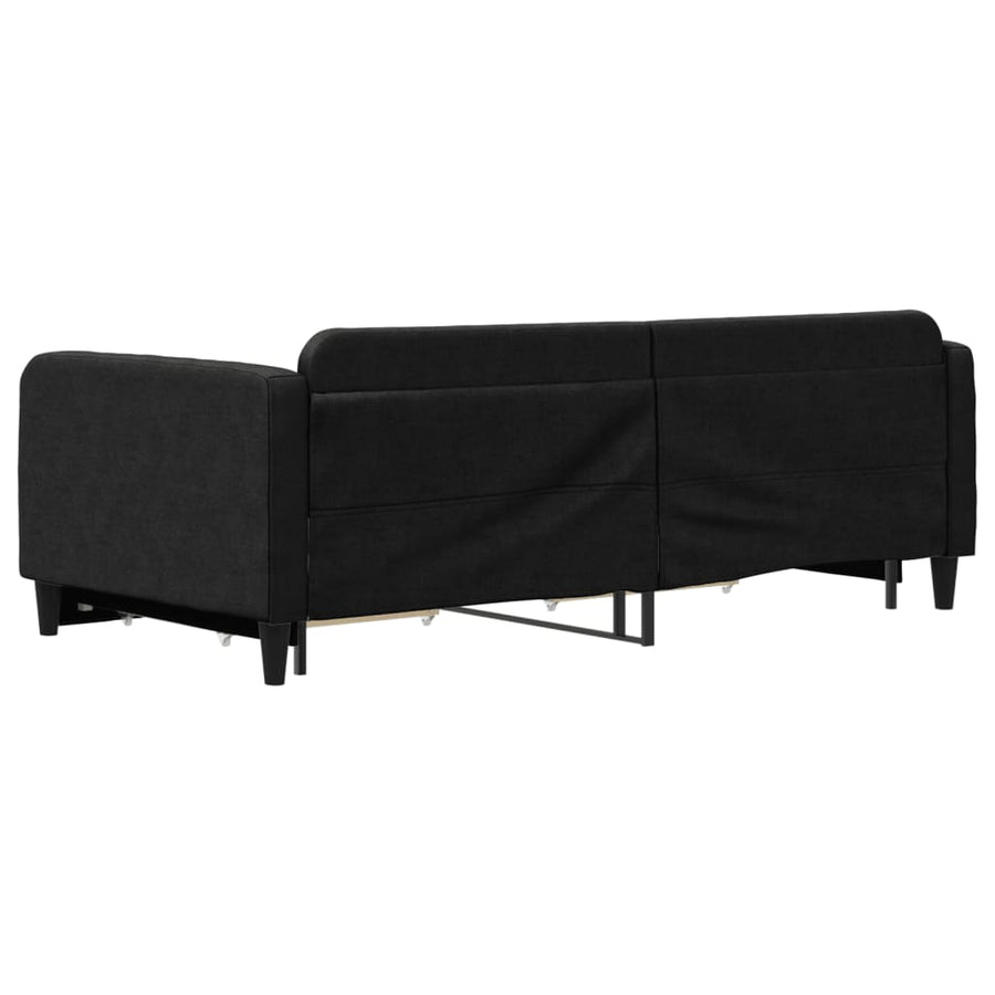 Slaapbank S Stof 100 x 200 cm Zwart met onderschuifbed en lade