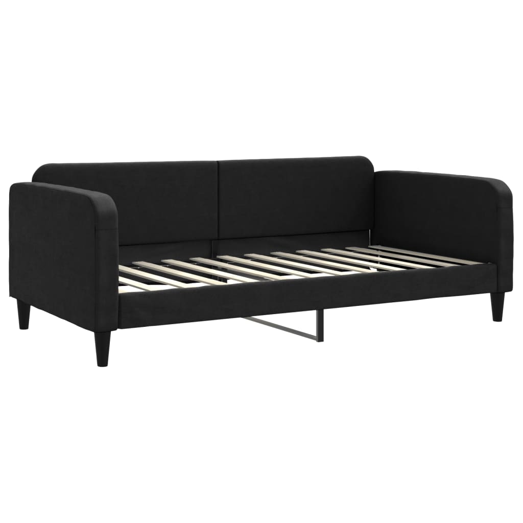 Slaapbank S Stof 100 x 200 cm Zwart met onderschuifbed en lade