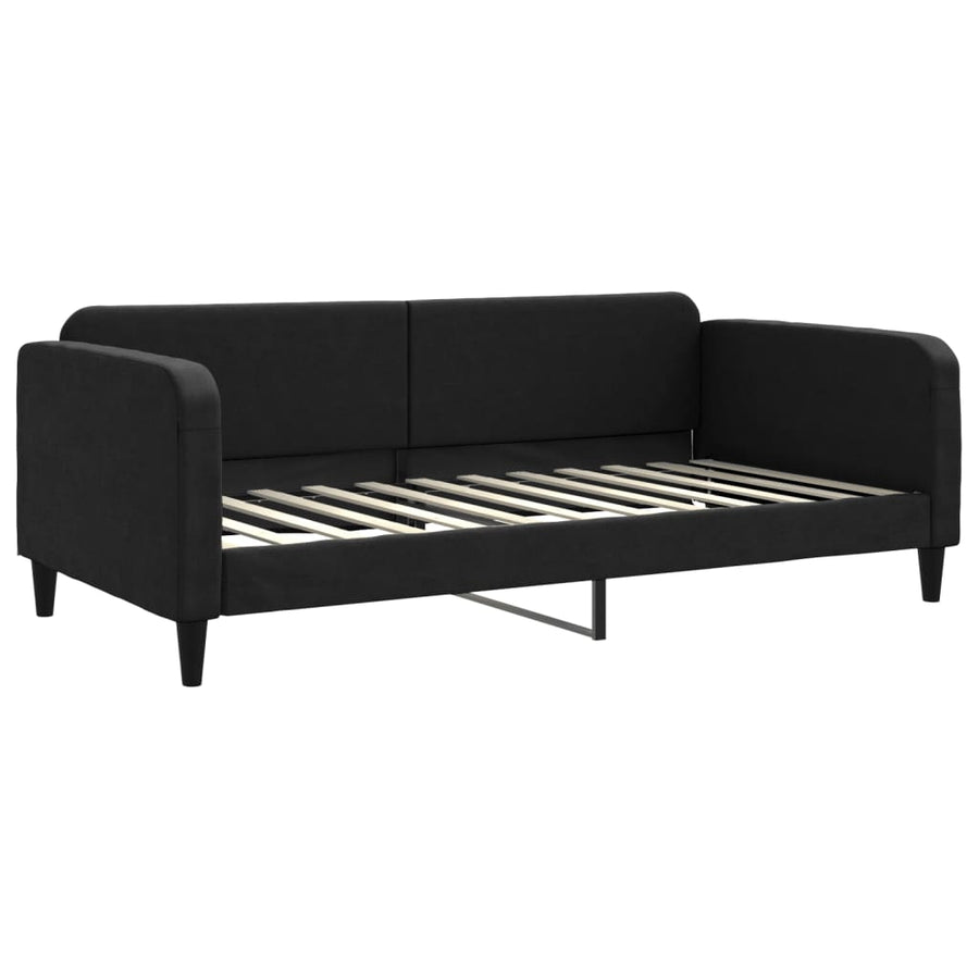 Slaapbank S Stof 100 x 200 cm Zwart met onderschuifbed en lade