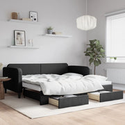 Slaapbank onderschuifbed lades 100x200 cm zwart