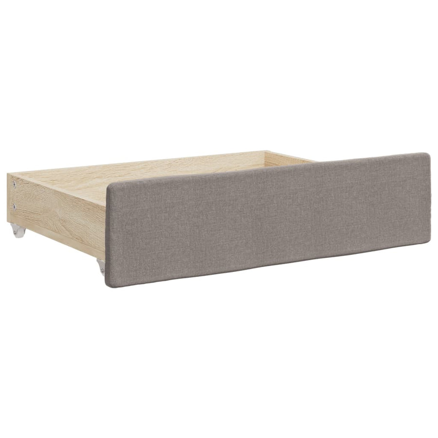 Slaapbank S Stof 100 x 200 cm Taupe met onderschuifbed en lade