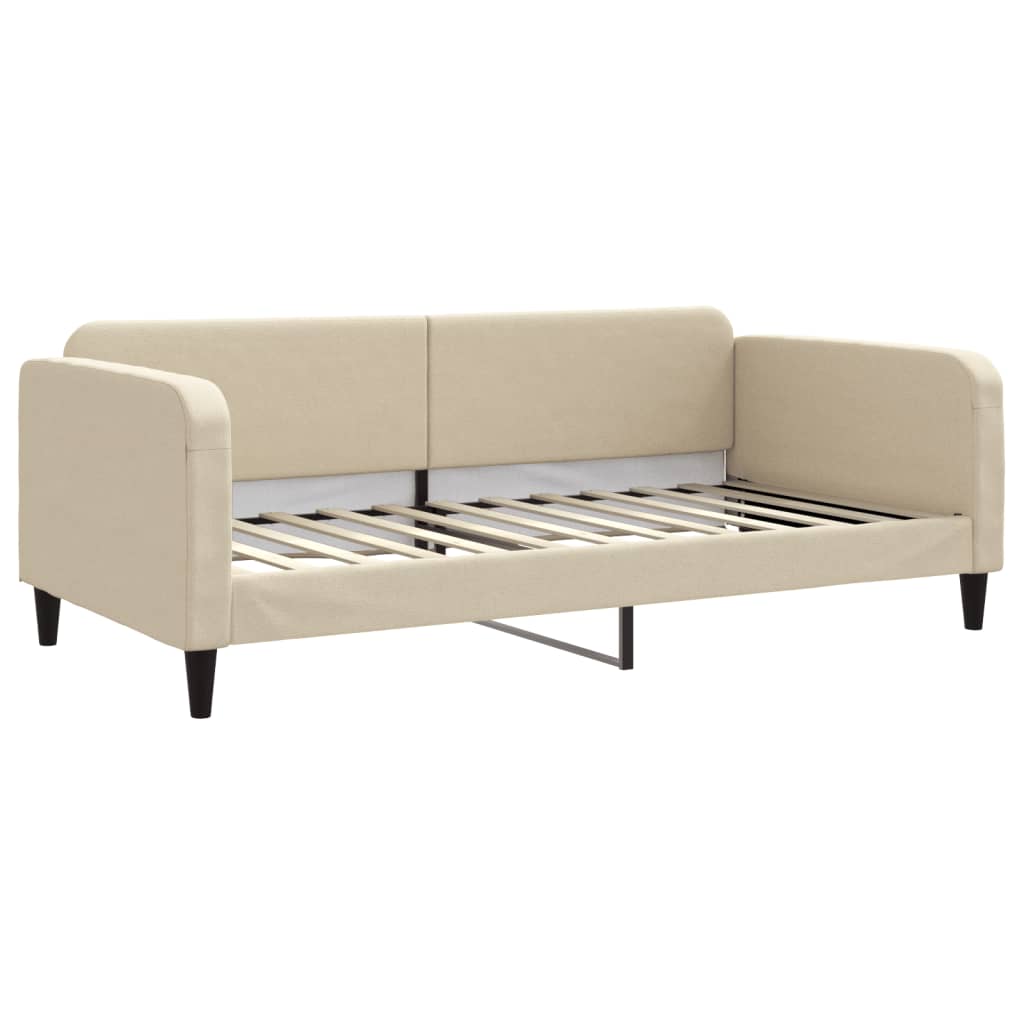 Slaapbank S Stof 100 x 200 cm Crème met onderschuifbed en lade