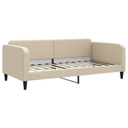 Slaapbank S Stof 100 x 200 cm Crème met onderschuifbed en lade