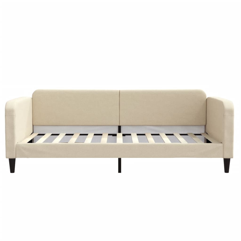 Slaapbank S Stof 100 x 200 cm Crème met onderschuifbed en lade